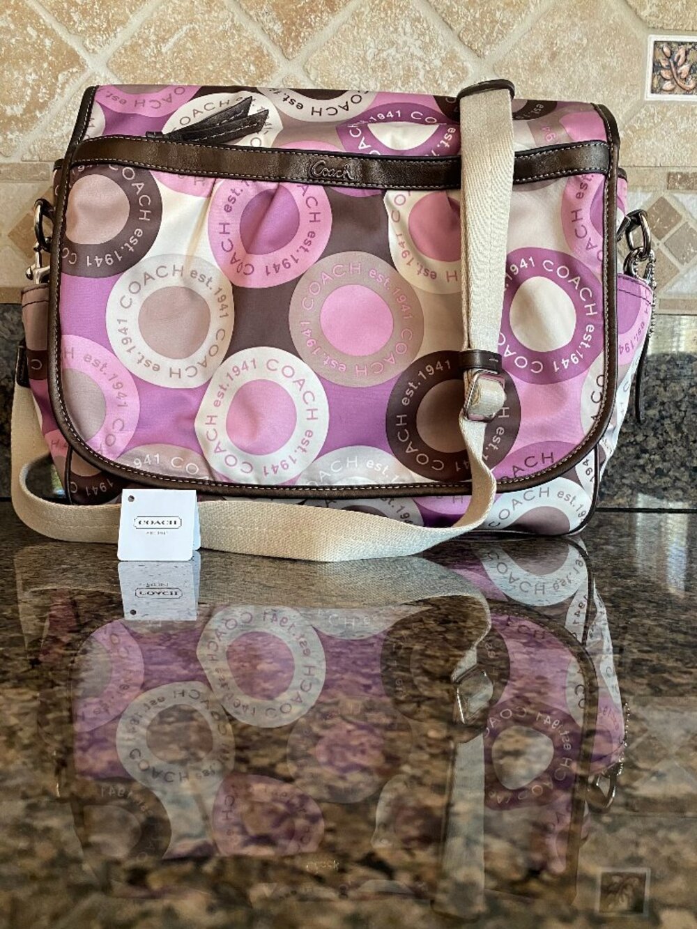 Coach Signature F18377 Messenger Bag/ Baby Crossbody Multi Color MFSRP $398.00
